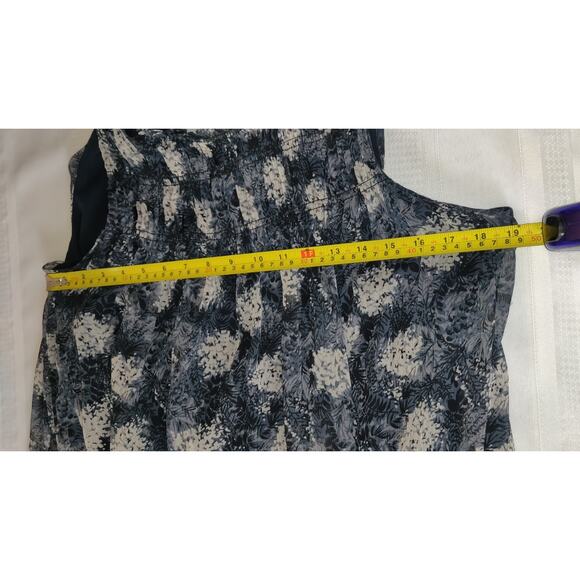 Joie Swing Dress Sz L Baltic Print Navy Blue/Black/White Mini Flowy Chiffon - Picture 12 of 16